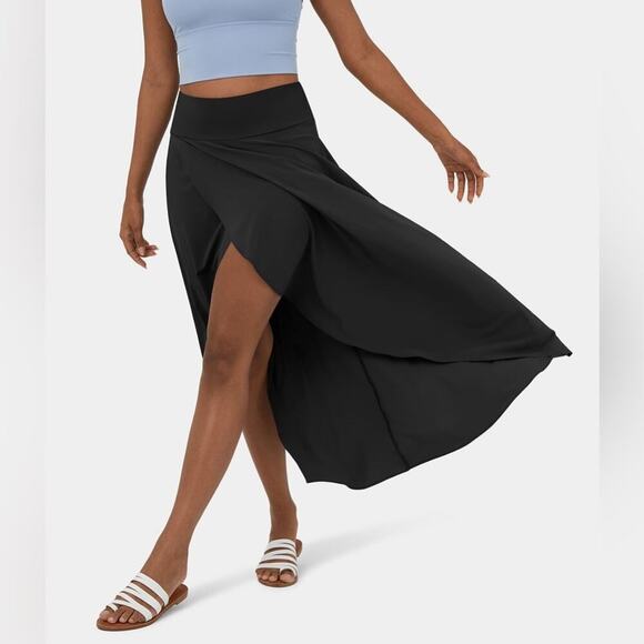 Halara Breezeful™ Black High Waisted High Low Ruffle 2-in-1 Maxi Skirt | NEW🖤 - Picture 2 of 9